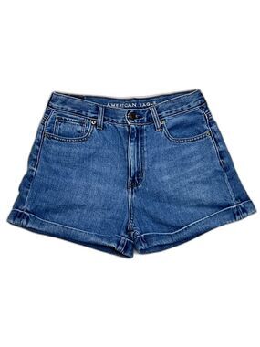 American Eagle Outfitters Women’s Mom Short Blue Denim Cuffed Jean Shorts Size 4
